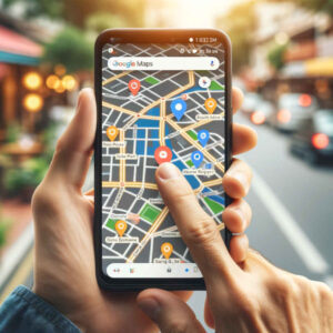 Smartphone gives directions from Google Business Profile via Google Maps