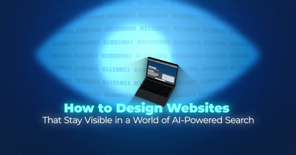 AI-powered search visualization showing website design and digital visibility in modern search environments