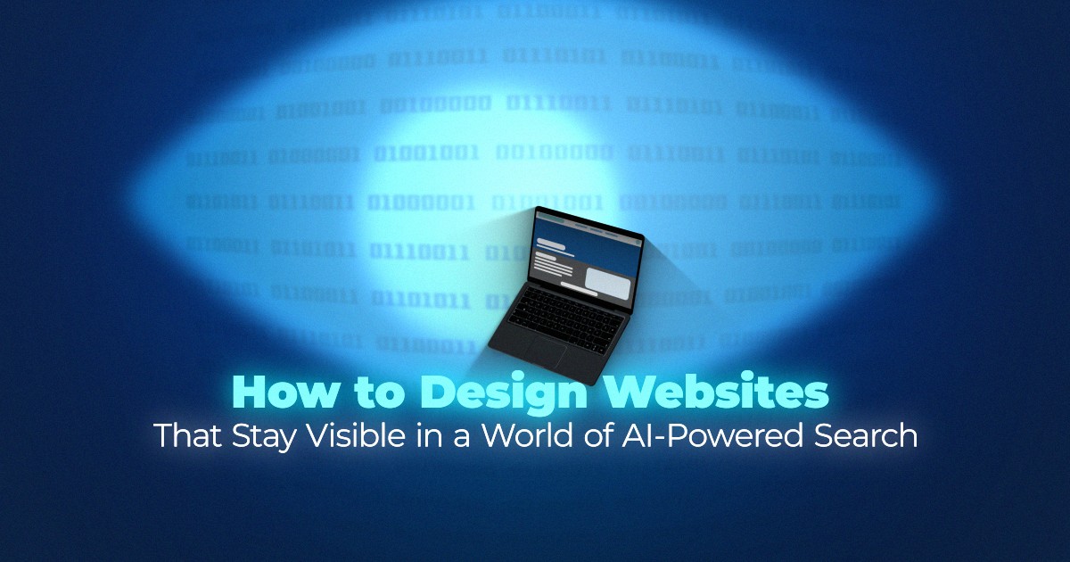 AI-powered search visualization showing website design and digital visibility in modern search environments